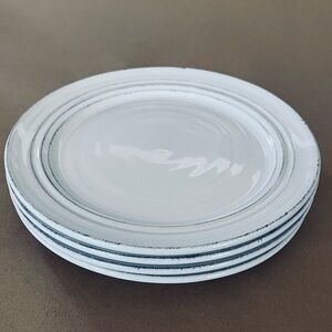 Noble Excellence Harper Stoneware White Plates Set of 4 Handcrafted Portugal